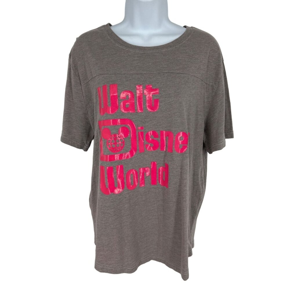 Disney Womens Walt Disney World T-Shirt Gray Pink Size S